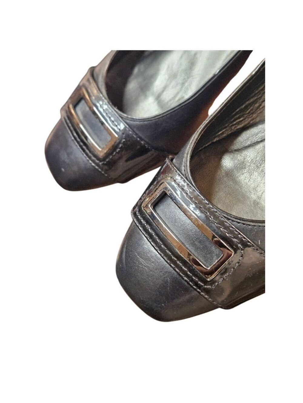 Cole Haan Black Leather Flats with Silver Buckle Size 7.5 - Picture 13 of 16